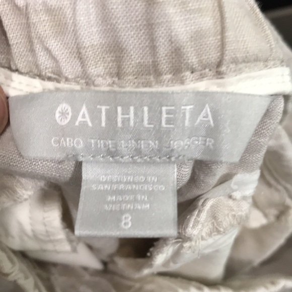 ATHLETA “Cabo Tide” Linen Jogger Camouflage Pants size 8 - Picture 9 of 12